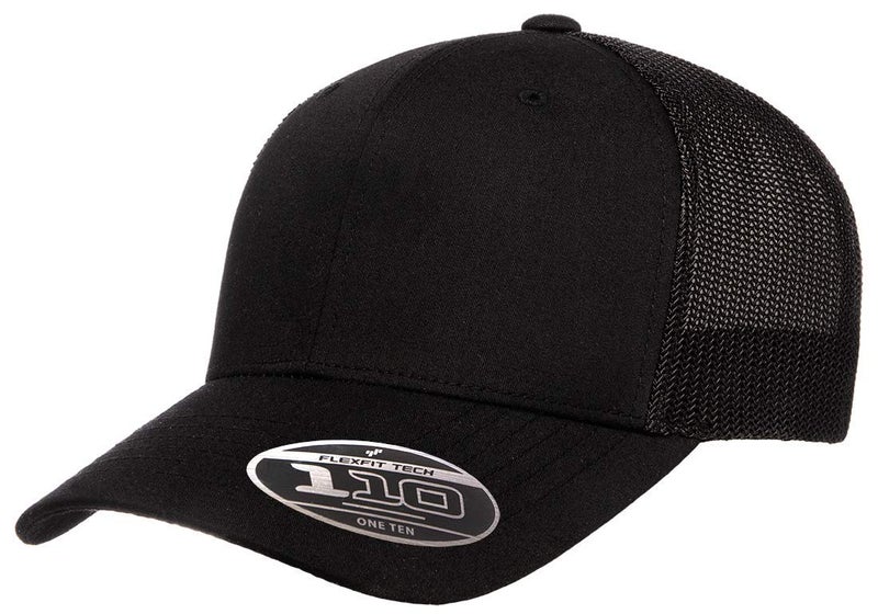 Flexfit Men's 110Â® Recycled Trucker Mesh Cap Hat, Black, OSFA - Image 1